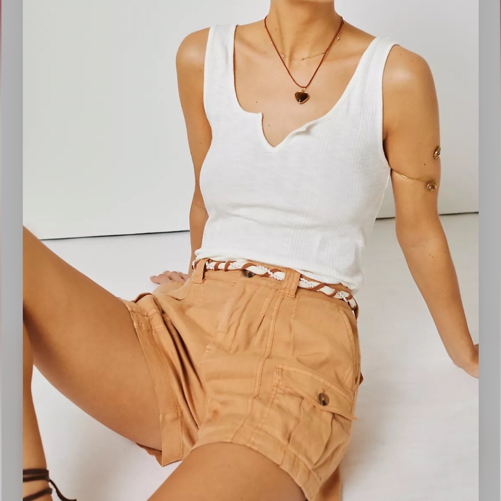 Anthropologie White Notch-Neck Ribbed Tank